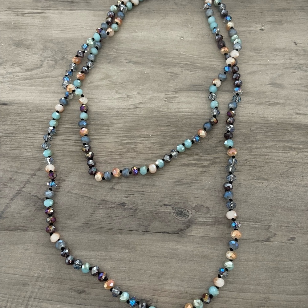 Long sparkly beaded necklace